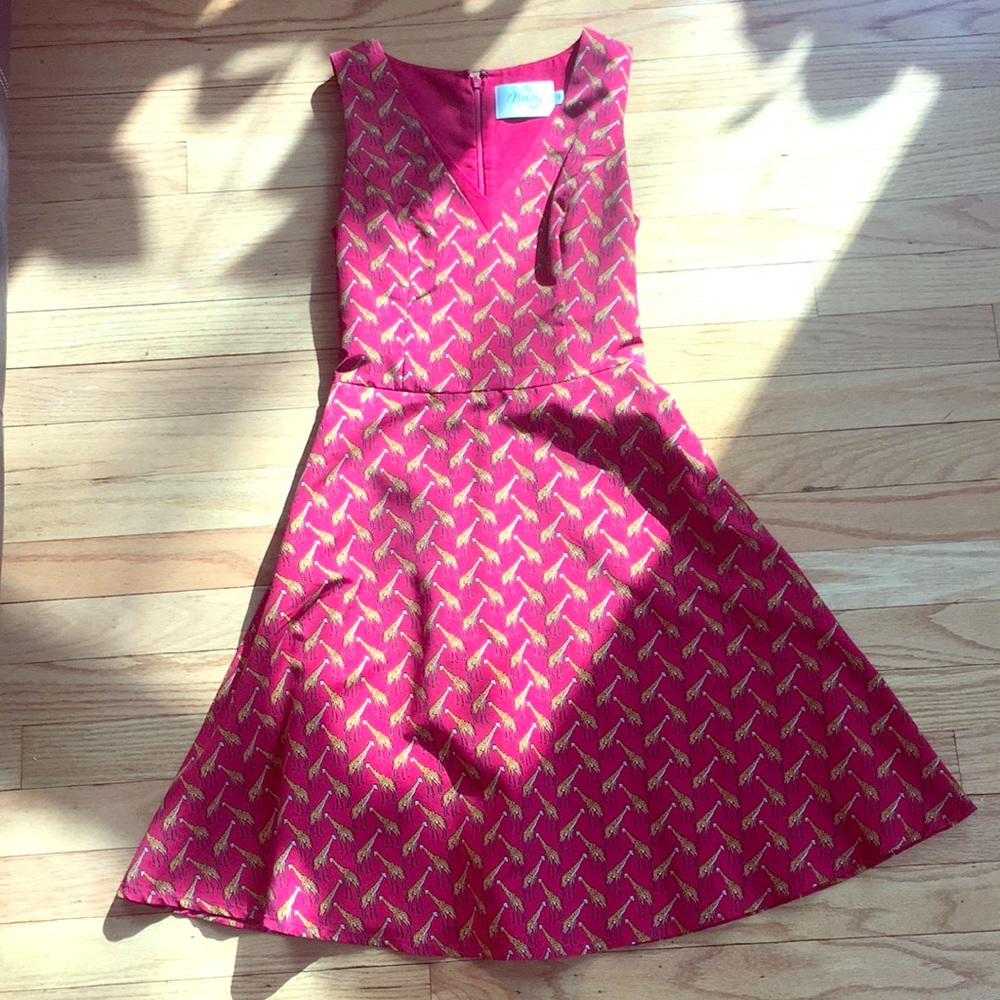 Anthropologie ruby belle giraffe red dress size 2